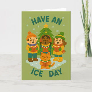 Funny "Have an Ice Day" Personalized Family Name Holiday Card