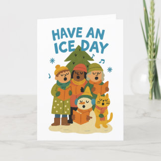 Funny “Have an Ice Day” Personalized Family Name Holiday Card
