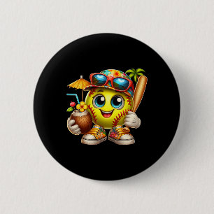 Funny Hawaii Softll Ll Hawaiian Tropical Summer Va Button