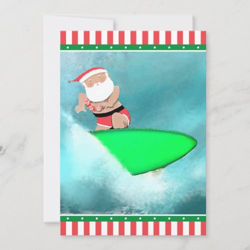 Funny Hawaii Surfing Beach Christmas Cards