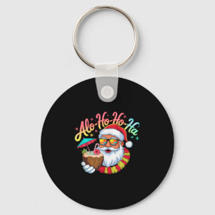 Funny Hawaiian Alo-ho-ho-ha Santa Surfing Christma Keychain