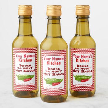 Funny Hawaiian Homemade Hot Sauce Chili Pepper Art Wine Label by alinaspencil at Zazzle