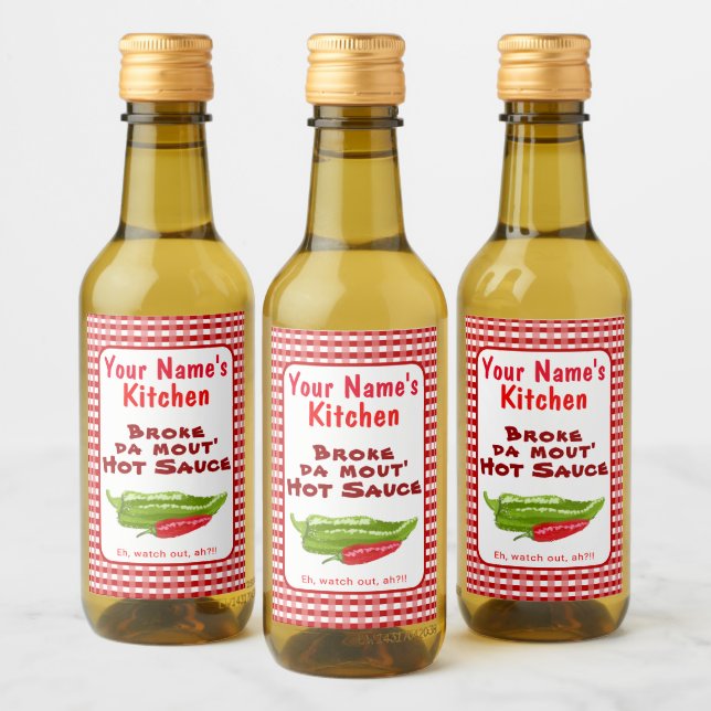 Funny Hawaiian Homemade Hot Sauce Chili Pepper Art Wine Label (Bottles)