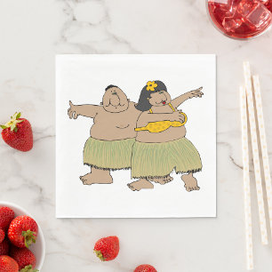 Funny Hawaiian Hula Dancers Cartoon Napkins