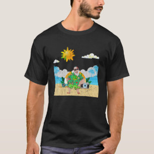 Funny Hawaiian Santa Claus Tropical Summer Christm T-Shirt