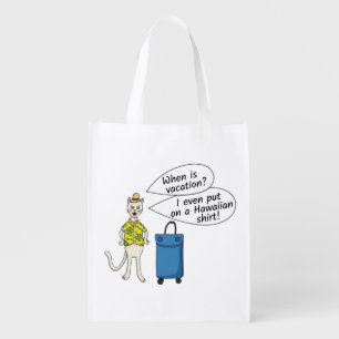 Funny Hawaiian Shirt Cat Vacation Tote Bag