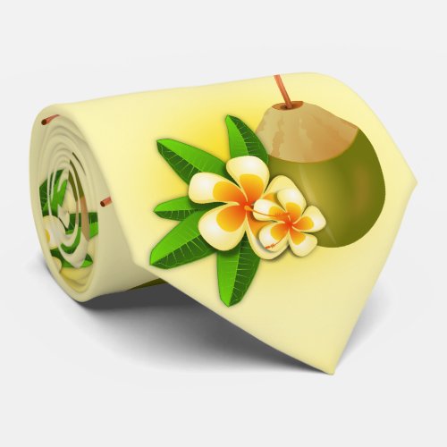 Funny hawaiian tropical coconut milk yellow tie