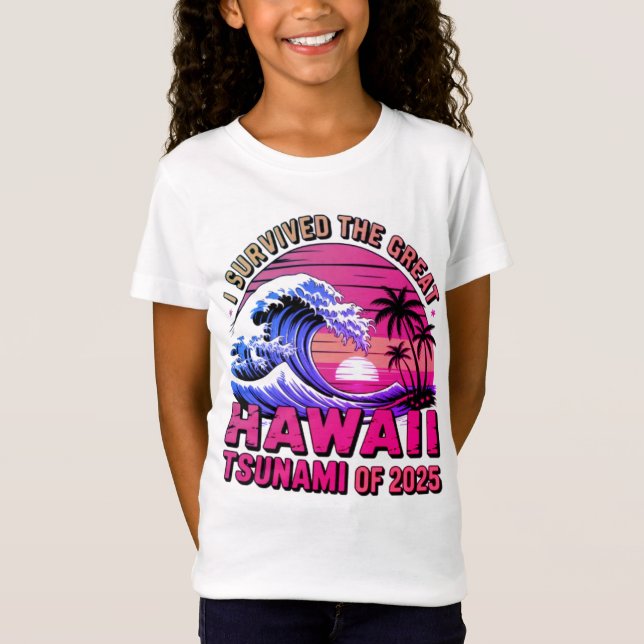 Funny Hawaiian Vacation I Survived Hawaii Tsunami T-Shirt (Front)