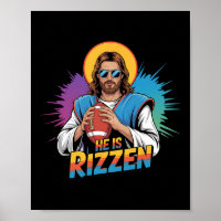 Funny He Is Rizzen Jesus Shirt Football Boys Kids
