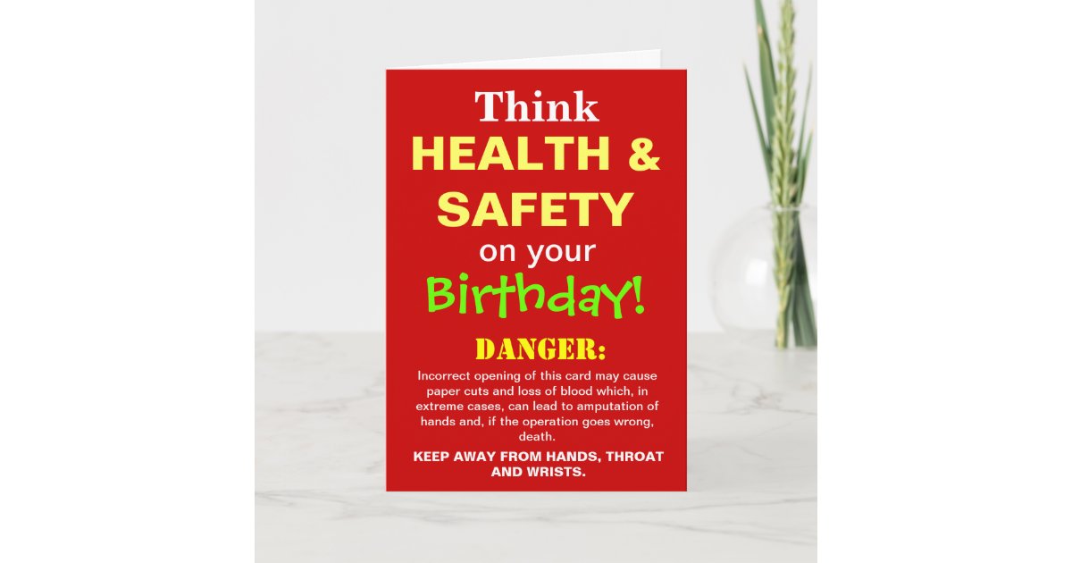 Funny Health and Safety Birthday Joke Card Zazzle