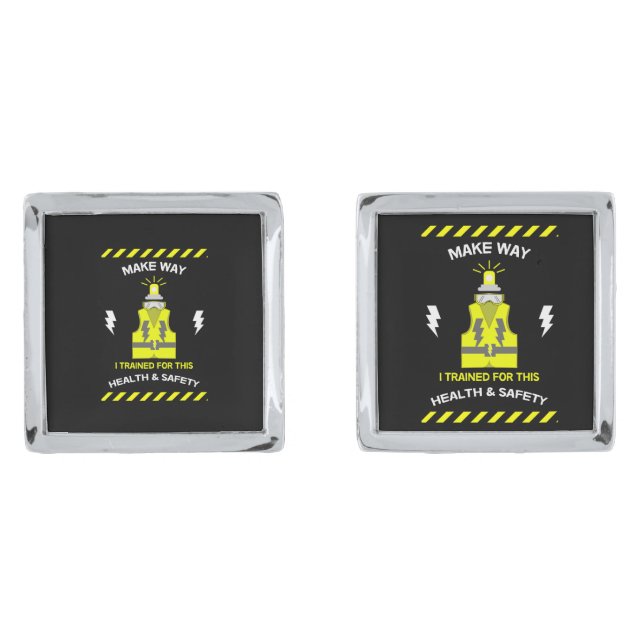 Funny Health And Safety | NEBOSH | Officer | Latte Cufflinks (Front)