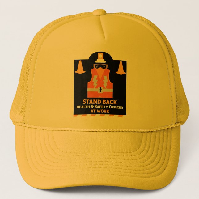Funny Health And Safety | NEBOSH | Officer  Trucker Hat (Front)