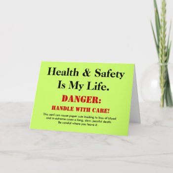 Funny Health And Safety Sign Joke Customizable Card by officecelebrity at Zazzle