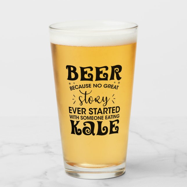 Funny Healthy Beer Versus Green Kale Humor Glass (Front Filled)