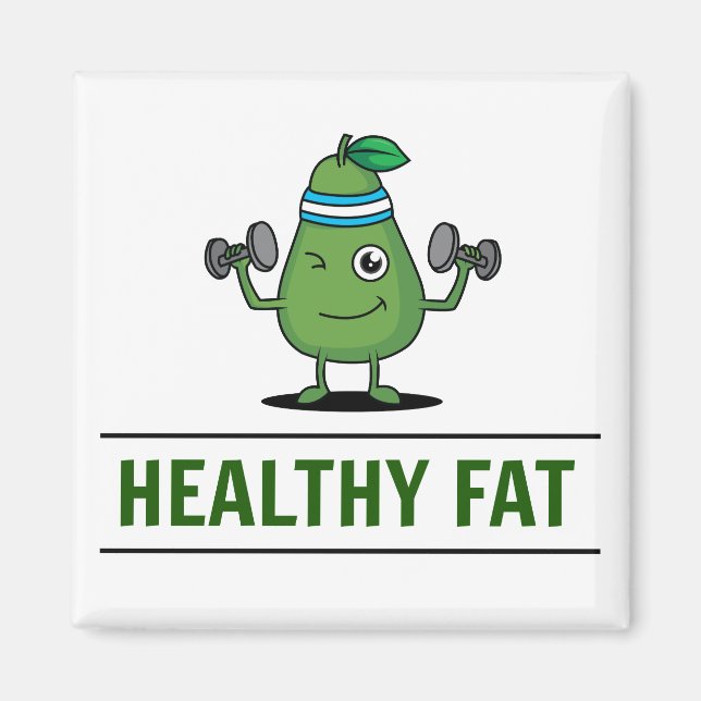Funny Healthy Fat Exercising Avocado Magnet (Front)