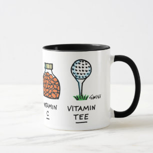 Funny Healthy Golfer Golf Ball Cartoon Vitamin Tee Mug