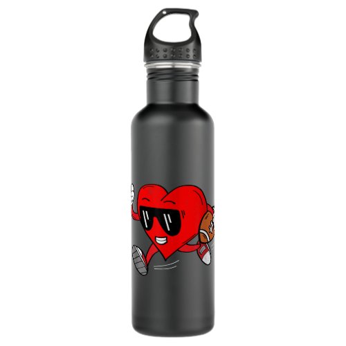 Funny Heart American Football Valentines Day Spor Stainless Steel Water Bottle