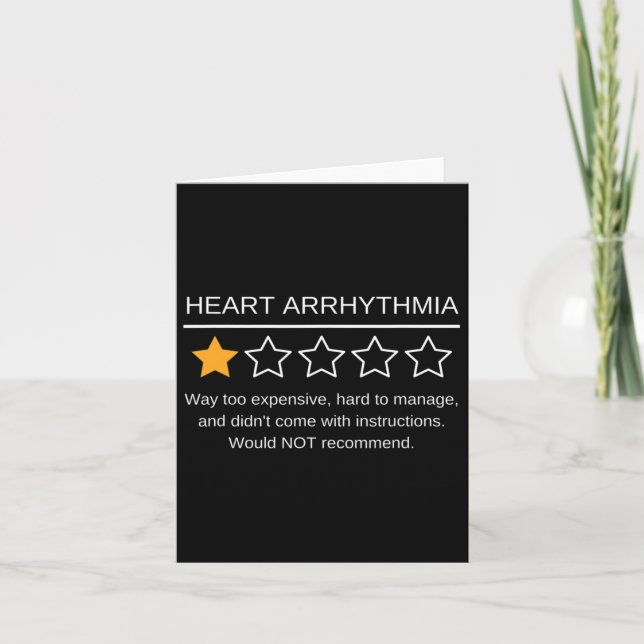 Funny Heart Arrhythmia Awareness One Star Rating S Card (Front)