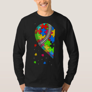 Funny Heart Baseball Autism Awareness Support Love T-Shirt