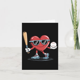 Funny Heart Baseball Player Valentines Day Kid Boy Card