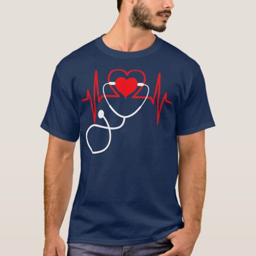 Funny Heart Beats Nurse Nursing Medical  Men woman T_Shirt