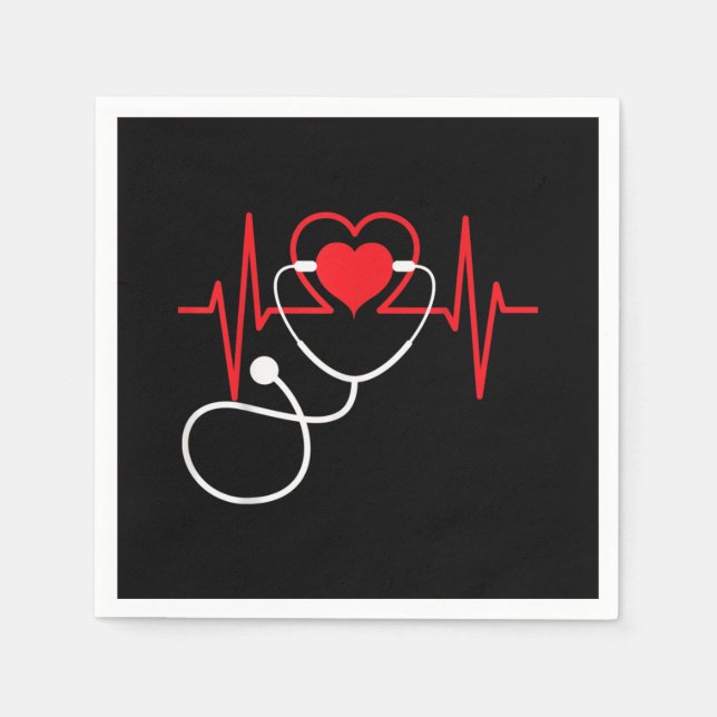 Funny Heart Beats Nurse Nursing Medical Napkins (Front)