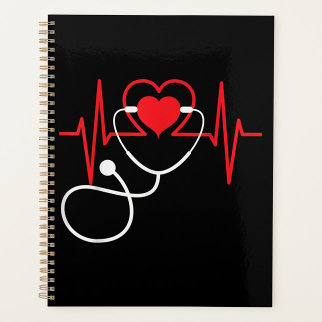 Funny Heart Beats Nurse Nursing Medical Planner (Front)