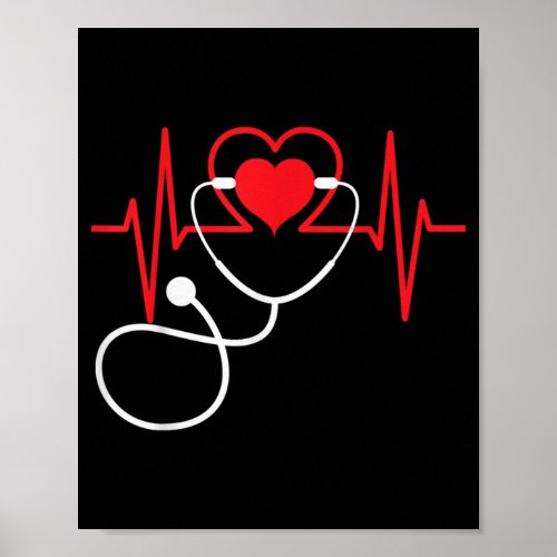 Funny Heart Beats Nurse Nursing Medical Poster