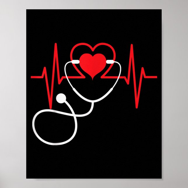 Funny Heart Beats Nurse Nursing Medical Poster (Front)