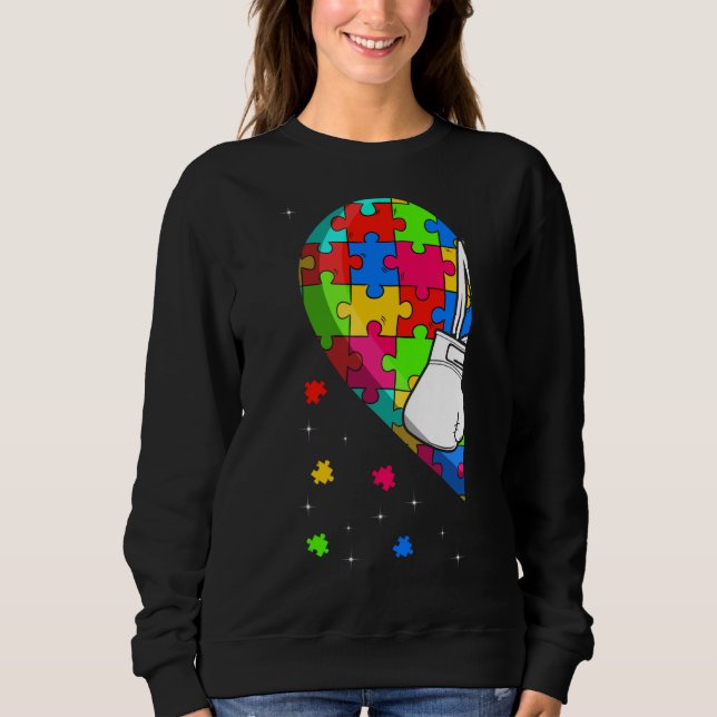 Funny Heart Boxing Autism Awareness Support Love S Sweatshirt (Front)