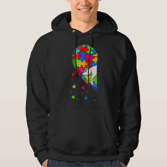 Funny Heart Equestrian Autism Awareness Support Lo Hoodie (Front)