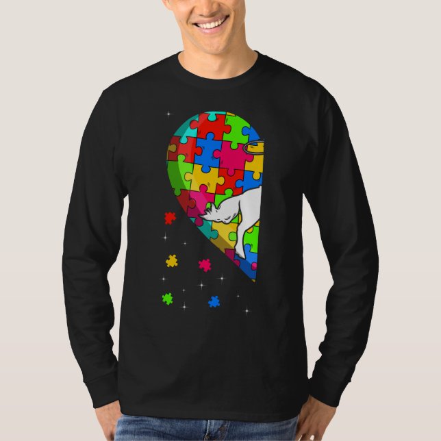 Funny Heart Equestrian Autism Awareness Support Lo T-Shirt (Front)