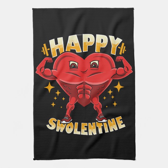  Funny Heart Gym Workout Valentine Gift Kitchen Towel (Vertical)