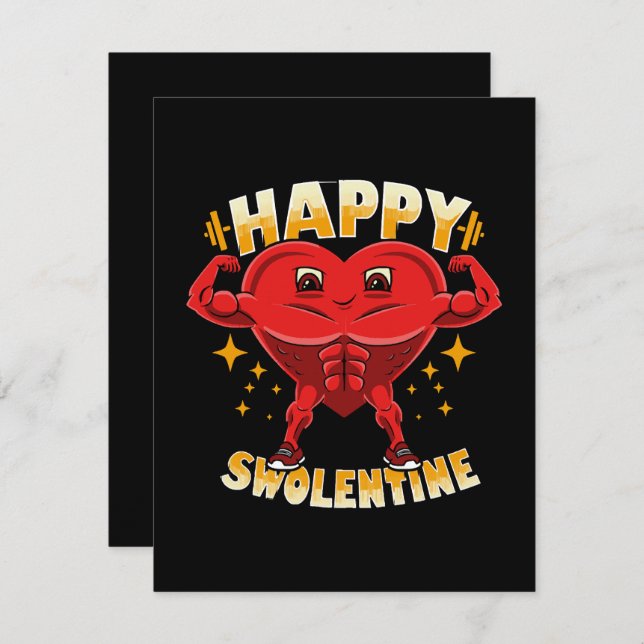  Funny Heart Gym Workout Valentine Gift Note Card (Front/Back)