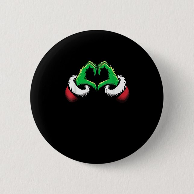 Funny Heart Hands Christmas Minimal Festive Style Button (Front)