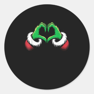 Funny Heart Hands Christmas Minimal Festive Style Classic Round Sticker