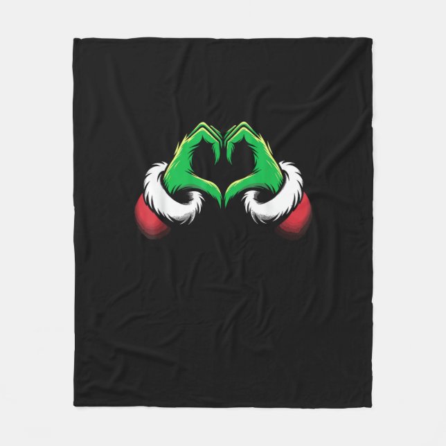 Funny Heart Hands Christmas Minimal Festive Style Fleece Blanket (Front)