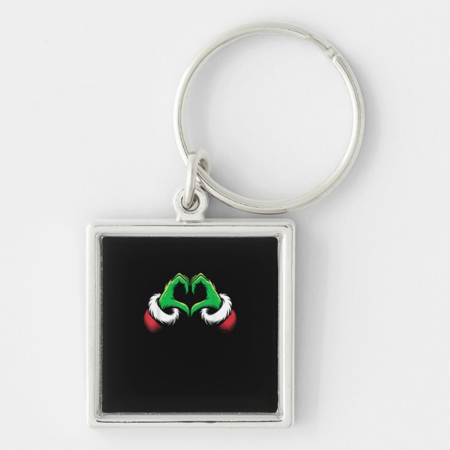 Funny Heart Hands Christmas Minimal Festive Style Keychain (Front)