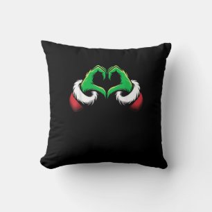 Funny Heart Hands Christmas Minimal Festive Style Throw Pillow