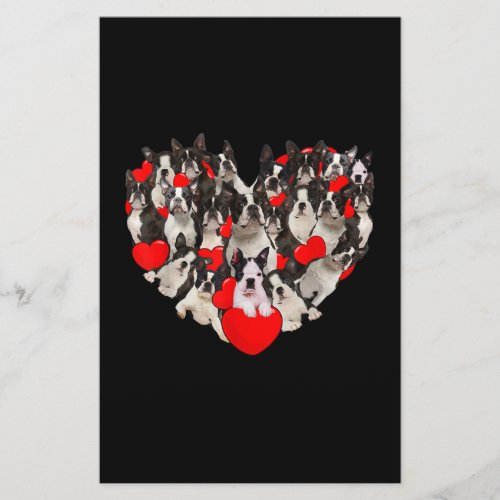 Funny Heart Love Boston Terrier Valentines Day Stationery