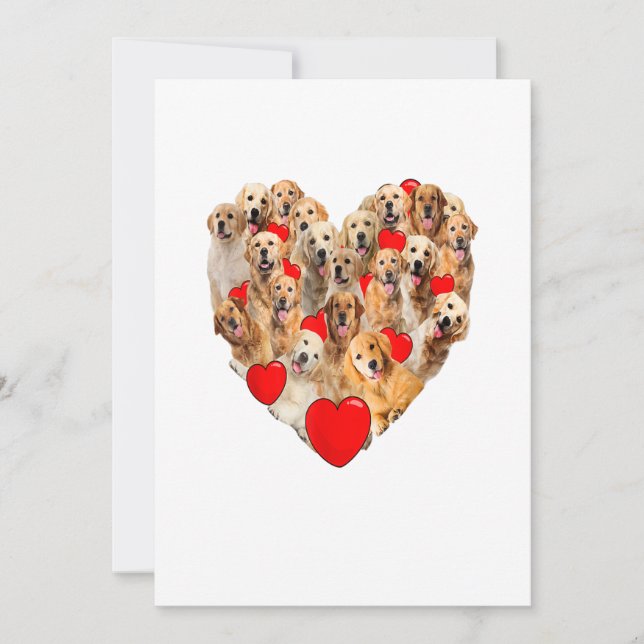 Funny Heart Love Golden Retriever Valentines Day Announcement (Front)