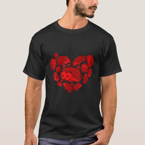 Funny Heart Love_Hedgehog Vintage Valentines Day T_Shirt