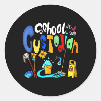 Funny Heart Love School Custodian For Teacher Kids Classic Round Sticker