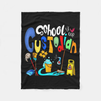 Funny Heart Love School Custodian For Teacher Kids Fleece Blanket