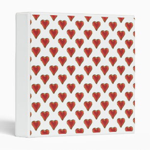Funny Heart Pattern gold red + your backgr. & text 3 Ring Binder