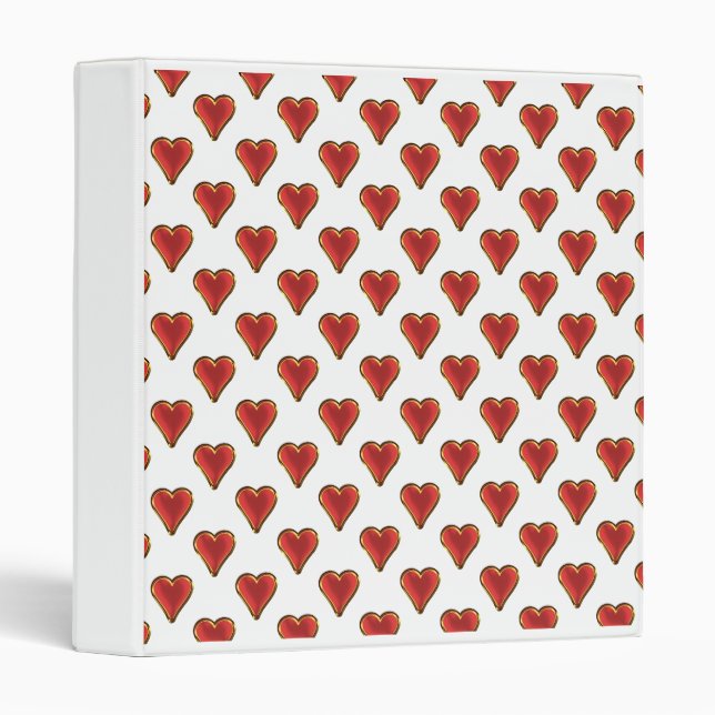 Funny Heart Pattern gold red + your backgr. & text 3 Ring Binder (Front/Spine)