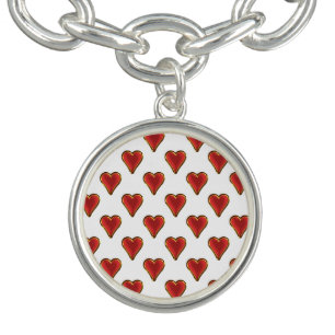 Funny Heart Pattern gold red + your backgr. & text Bracelet