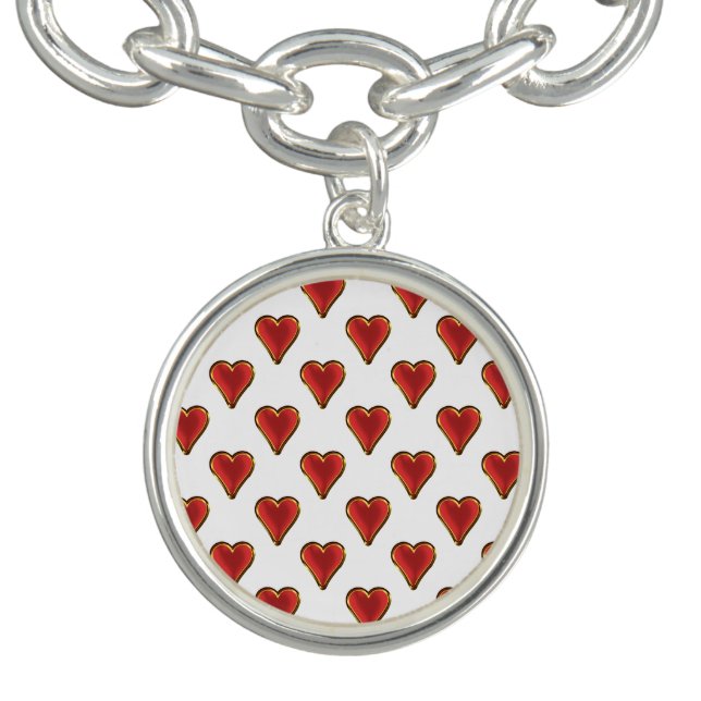 Funny Heart Pattern gold red + your backgr. & text Bracelet (Design)