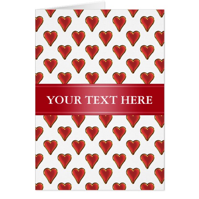 Funny Heart Pattern gold red + your backgr. & text Cards (Front)