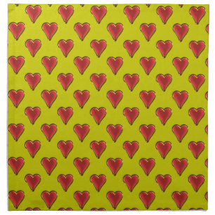 Funny Heart Pattern gold red + your backgr. & text Cloth Napkin